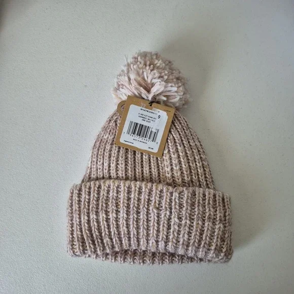 North Face Hat Beanie Kids One Size Pink Multi Color Knit Pom Cozy Winter New - Picture 1 of 6